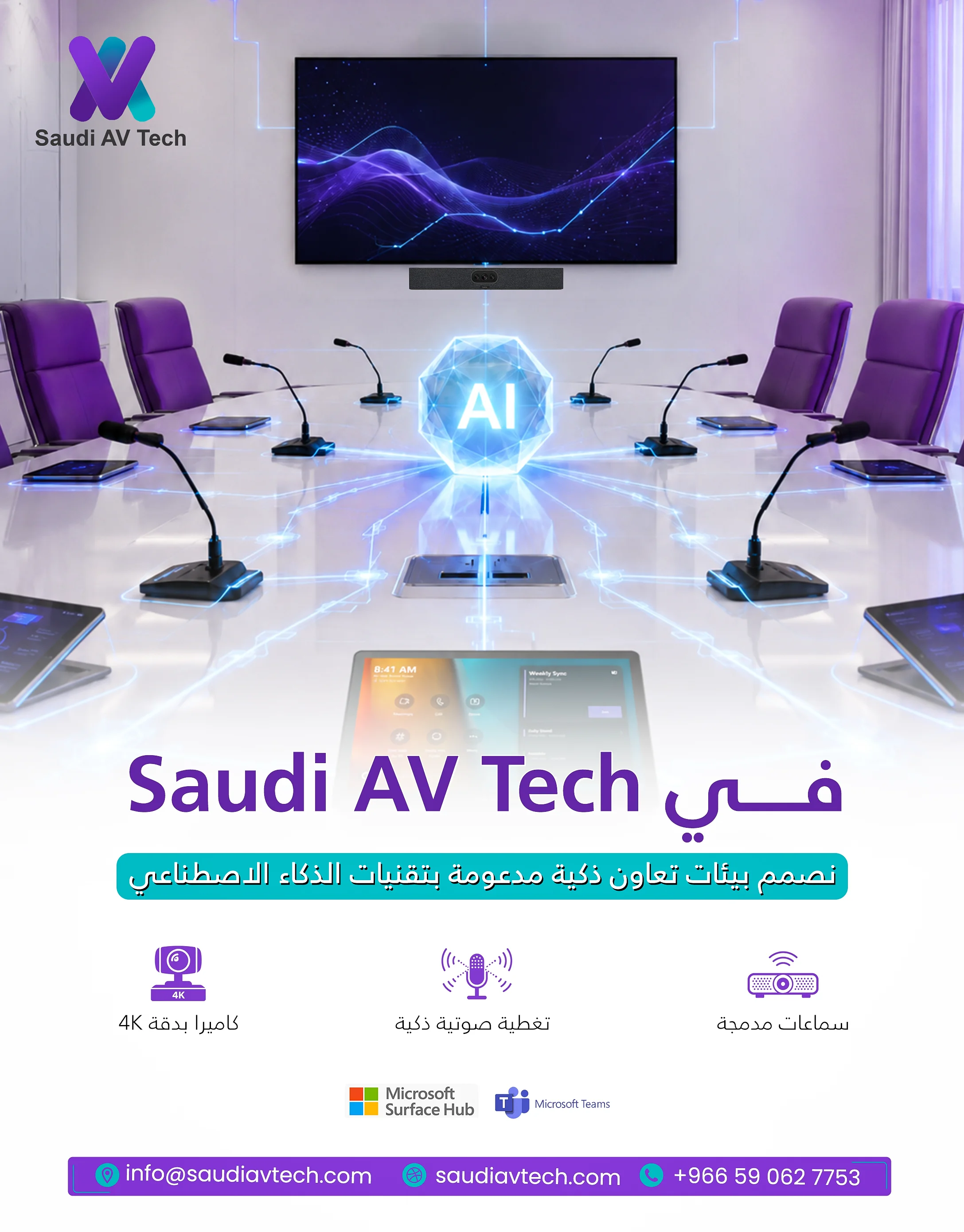 SAUDI AV TECH - غرف اجتماعات ذكية مدعومة بالذكاء الاصطناعي